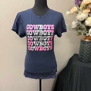 Dallas Cowboys Her Style Navy Tee M | Pink Gray Logo Graphic T-Shirt Game Day
